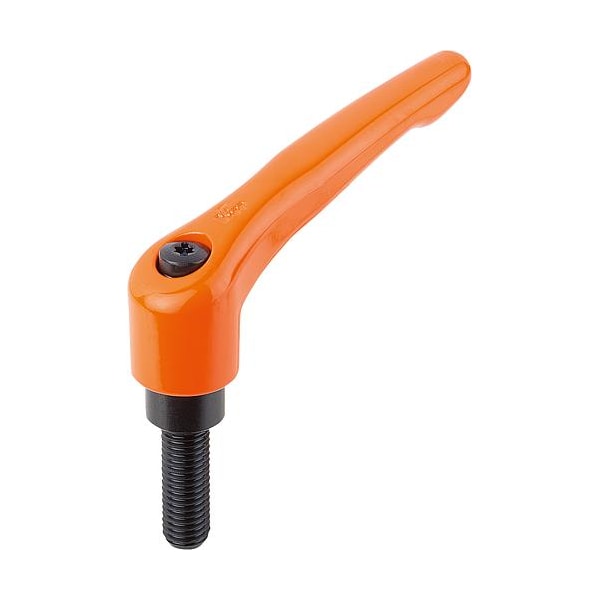Adjustable Handle, Modern Design, Sz. 4, 3/8-16X70, Die Cast Zinc Orange RAL 2004, Comp: Steel