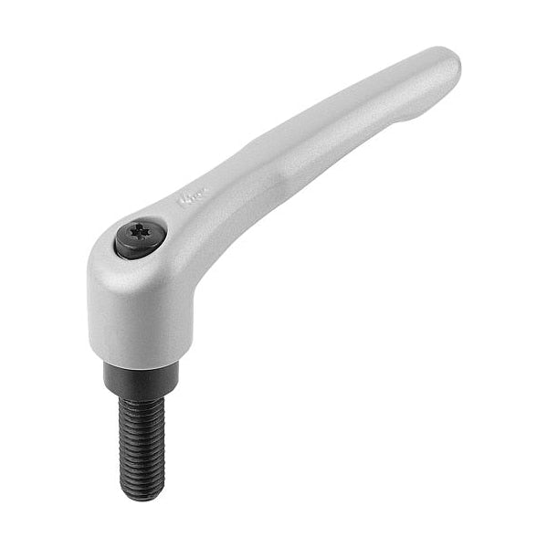 Adjustable Handle, Modern Design, Sz. 0, M05X45, Die Cast Zinc Silver Metallic, Comp: Steel