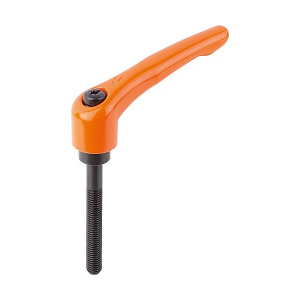 Adjustable Handle, Modern Design, Sz. 3, M08X60, Die Cast Zinc Orange RAL 2004, Comp: Steel