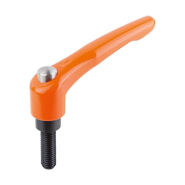 Adjustable Handle, Mod. Design, Protective Cap Sz. 3, M10X50, Cast Zinc Orange RAL2004, Comp: Steel