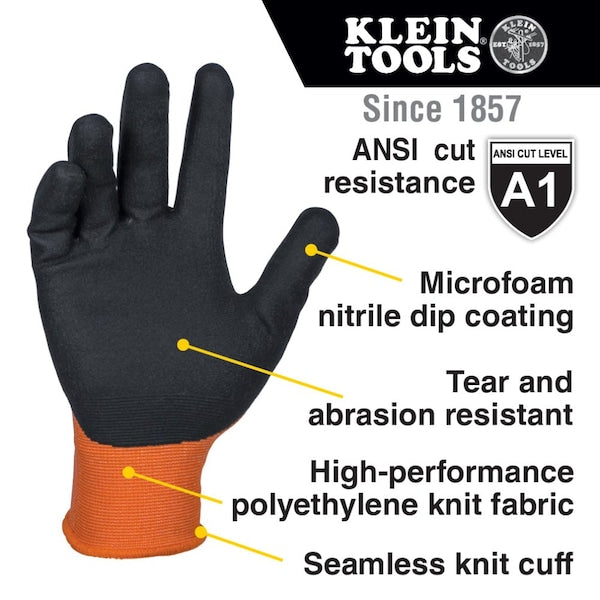 Knit Dipped Gloves, Cut Level A1, Touchscreen, Large