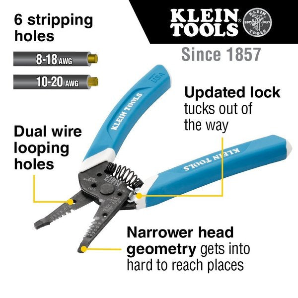 Klein-Kurve® Wire Stripper / Cutter, 8-20 AWG