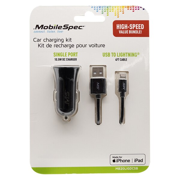 4Ft Lightning To Usb Cable & 2.1 Amp Dc Charger