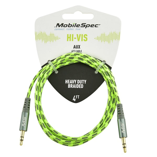 Hi-Vis 4Ft Aux Cable, Yellow