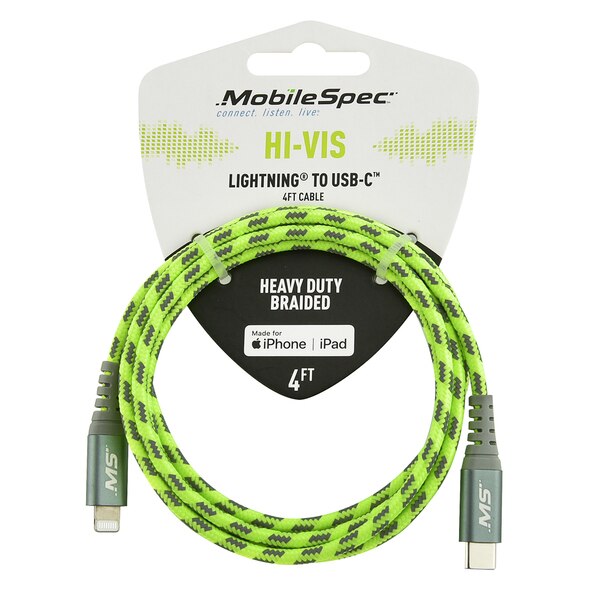 Hi-Vis 4Ft Lightning To Usb-C Cable, Yellow