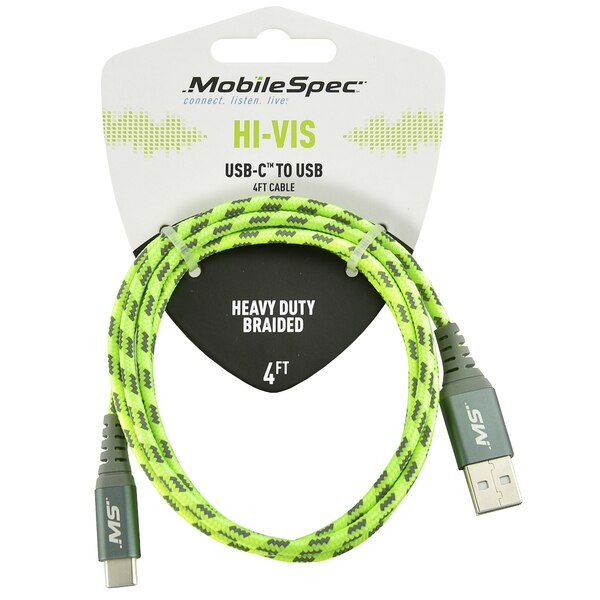 Hi-Vis 4Ft Usb-C To Usb-A Cable, Yellow
