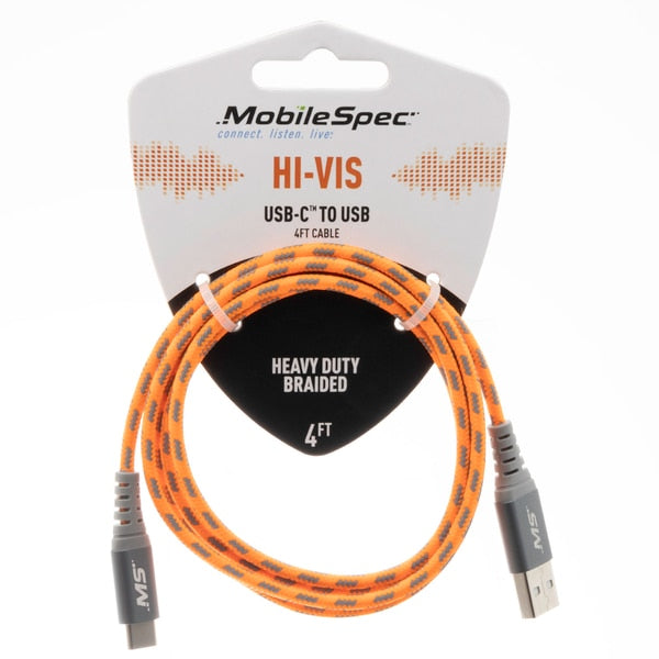 Hi-Vis 4Ft Usb-C To Usb-A Cable, Orange