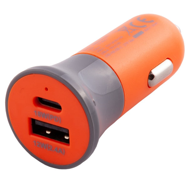 Hi-Vis Dual Port 30W Dc Charger, Orange