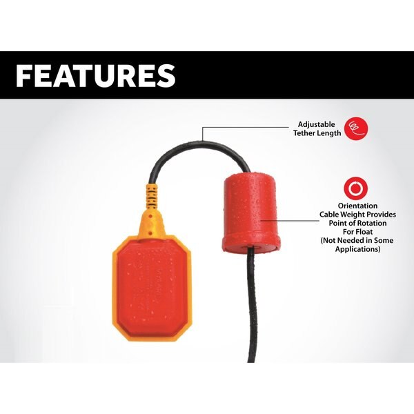 In/Outdoor Pump/High Water Alarm, 120V, 16' Float