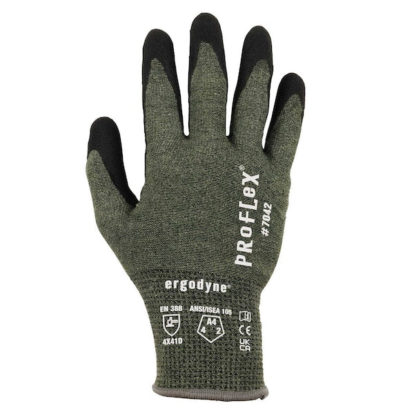 ANSI A4 Nitrile Coated CR Gloves, Green, Size L
