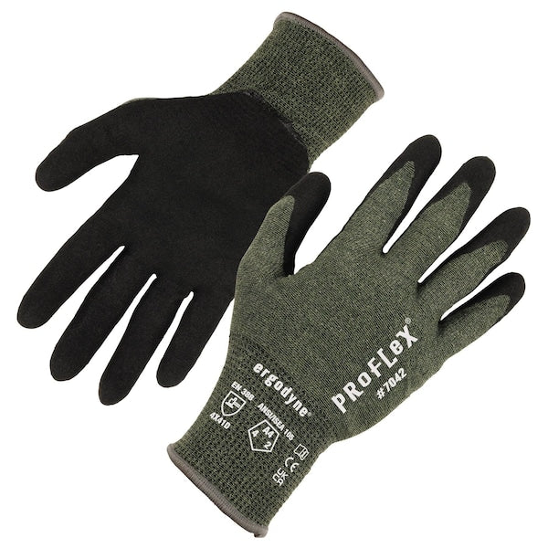 ANSI A4 Nitrile Coated CR Gloves, Green, Size L