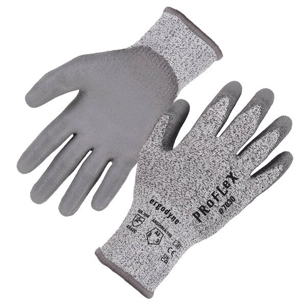 ANSI A3 PU Coated CR Gloves, Gray, Size S