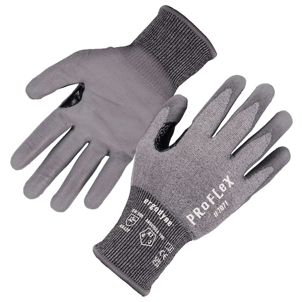 ANSI A7 PU Coated CR Gloves, Gray, Size XXL