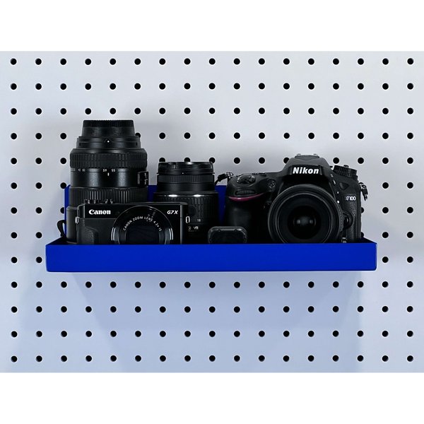 12 In. W x 6 In. D Blue Epoxy Coated Steel Pegboard Shelf 36 pc. DuraHook Pegboard Hook Assortment