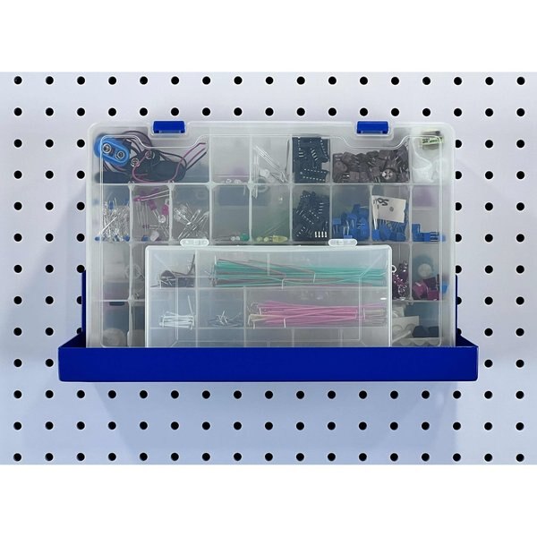 12 In. W x 6 In. D Blue Epoxy Coated Steel Pegboard Shelf 36 pc. DuraHook Pegboard Hook Assortment