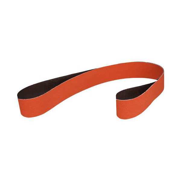 Sanding Belt, Coated, 2 in W, 60 in L, 80 Grit, Medium, Ceramic, 777F, Orange