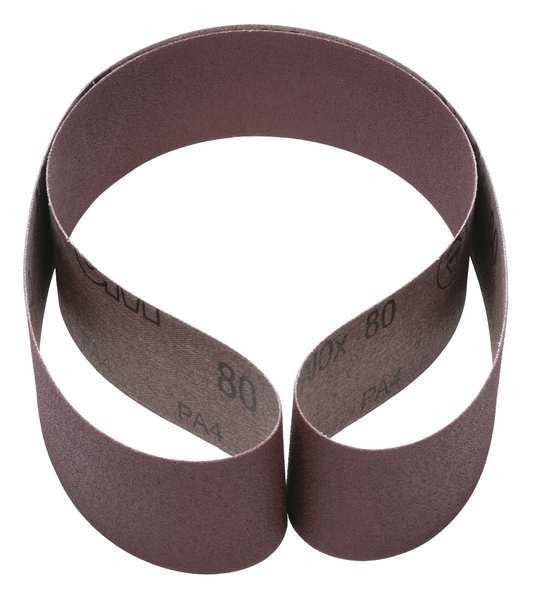 Sanding Belt, Coated, 2 in W, 48 in L, 80 Grit, Medium, Aluminum Oxide, 341D, Brown