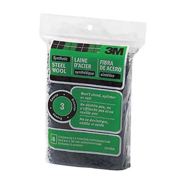 Sanding Wool Pad, Coarse, Black, PK18