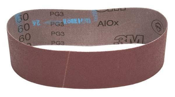 Sanding Belt, Coated, 3 in W, 24 in L, 60 Grit, Medium, Aluminum Oxide, 340D, Brown
