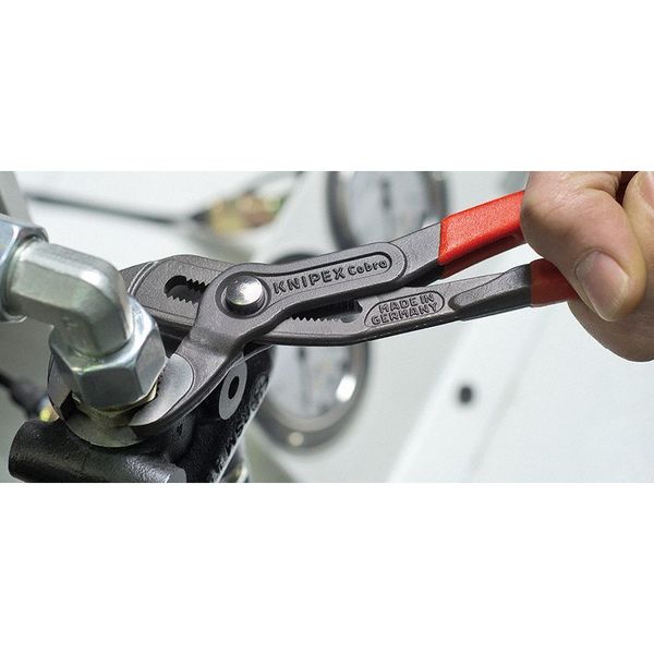 10 in V-Jaw Water Pump Plier Serrated, Plastic Grip