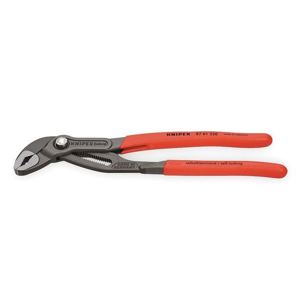 10 in V-Jaw Water Pump Plier Serrated, Plastic Grip