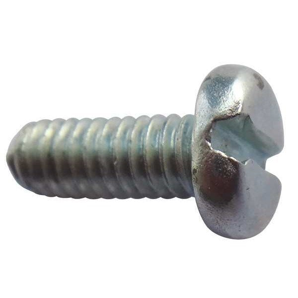 #10-32 x 1/2 in Slotted Pan Machine Screw, Zinc Plated Steel, 100 PK