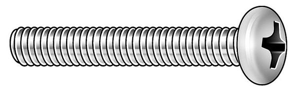 #10-32 x 1-1/2 in Phillips Round Machine Screw, Zinc Plated Steel, 100 PK