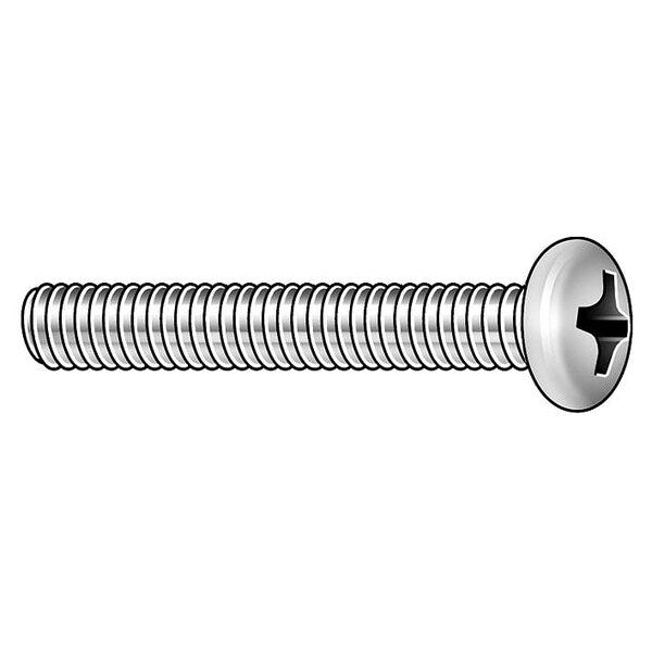 #10-32 x 3/8 in Phillips Round Machine Screw, Zinc Plated Steel, 100 PK