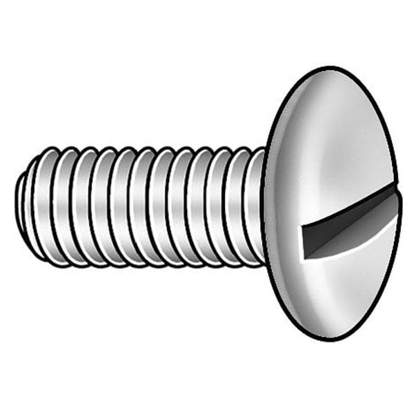 #10-32 x 1 in Slotted Truss Machine Screw, Plain 18-8 Stainless Steel, 100 PK