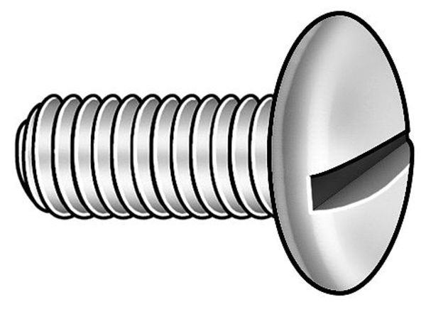 #10-32 x 1 in Slotted Truss Machine Screw, Zinc Plated Steel, 100 PK