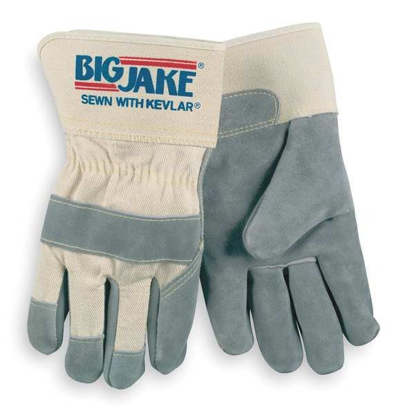 Leather Palm Gloves, XL, Gray, PR