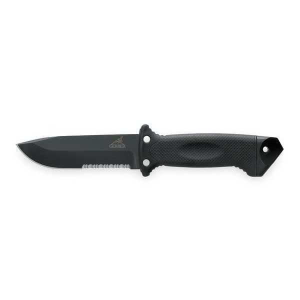 Fixed Blade Knife, Black SS, 4 7/8 In