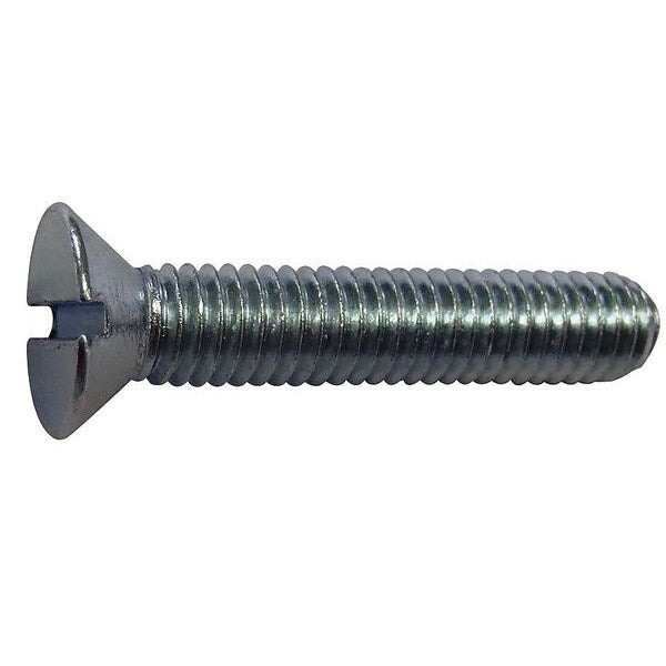 #10-32 x 1-1/2 in Slotted Flat Machine Screw, Zinc Plated Steel, 100 PK