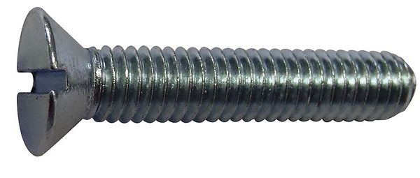 #10-32 x 1/2 in Slotted Flat Machine Screw, Zinc Plated Steel, 100 PK