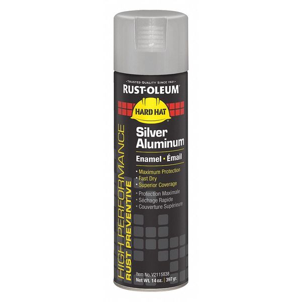 Rust Preventative Spray Paint, Silver Aluminum, Gloss, 14 oz