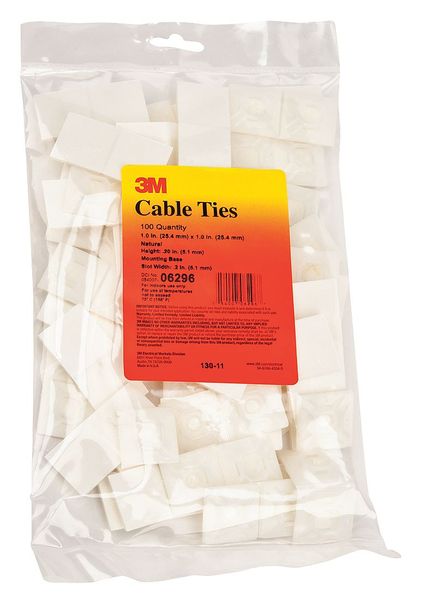 Cable Tie Base, 4-Way, Natural, PK500