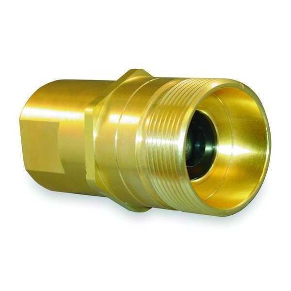 Hydraulic Quick Connect Hose Coupling, Brass Body, Thread-to-Connect Lock, 1