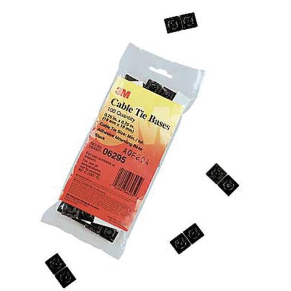 Cable Tie Base, 4-Way, Black, PK500