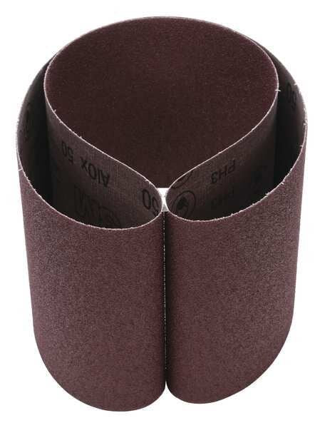 Sanding Belt, Coated, 6 in W, 48 in L, 50 Grit, Coarse, Aluminum Oxide, 341D, Brown
