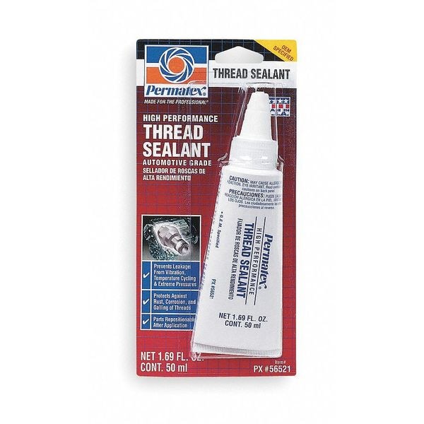 Thread Sealant, Tube, White, -65 to 300F