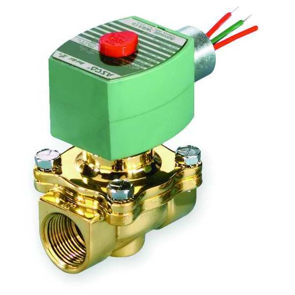 120V AC Brass Solenoid Valve, Normally Closed, 3/4 in Pipe Size