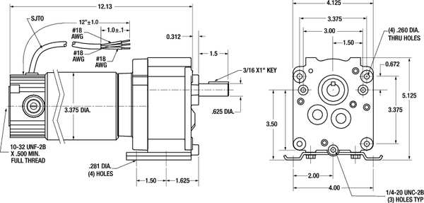 DC Gearmotor, 160.0 in-lb Max. Torque, 90 RPM Nameplate RPM, 90V DC Voltage