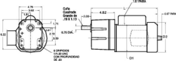 AC Gearmotor, 345.0 in-lb Max. Torque, 81 RPM Nameplate RPM, 115/230V AC Voltage, 1 Phase