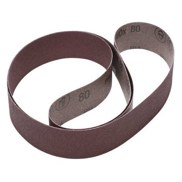 Sanding Belt, Coated, 2 in W, 72 in L, 80 Grit, Medium, Aluminum Oxide, 341D, Brown