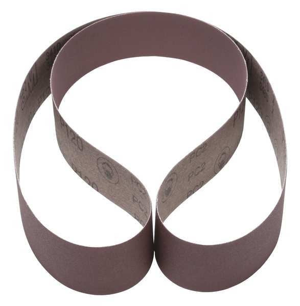 Sanding Belt, Coated, 2 in W, 60 in L, 120 Grit, Fine, Aluminum Oxide, 341D, Brown