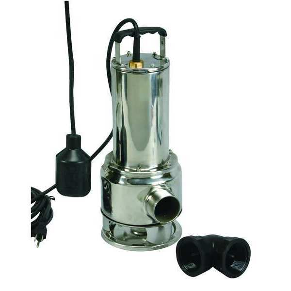 Effluent Pump, Submersible, 1/3HP, 2 In NPT