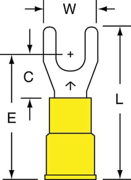 12-10 AWG Vinyl Fork Terminal #10 Stud PK500