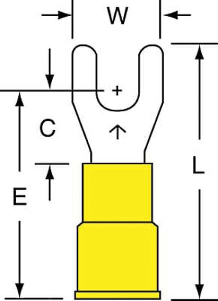 12-10 AWG Vinyl Fork Terminal #8 Stud PK500