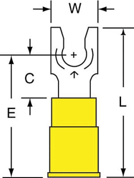 12-10 AWG Vinyl Fork Terminal #8 Stud PK500