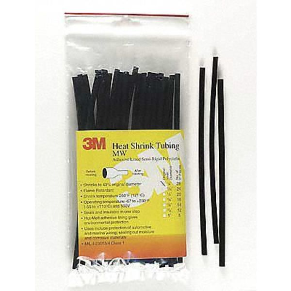 Shrink Tubing, 0.45in ID, Black, 6in, PK100